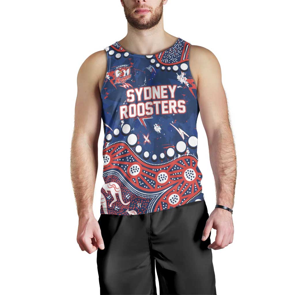 Personalized Sydney Roosters Men Tank Top Aboriginal Pattern with Graffiti Style Design