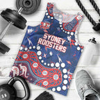 Personalized Sydney Roosters Men Tank Top Aboriginal Pattern with Graffiti Style Design