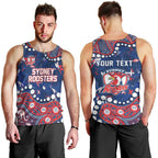 Personalized Sydney Roosters Men Tank Top Aboriginal Pattern with Graffiti Style Design