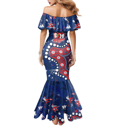 Personalized Sydney Roosters Mermaid Dress Aboriginal Pattern with Graffiti Style Design