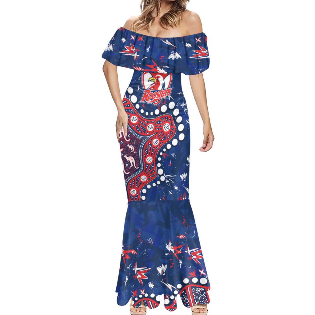 Personalized Sydney Roosters Mermaid Dress Aboriginal Pattern with Graffiti Style Design