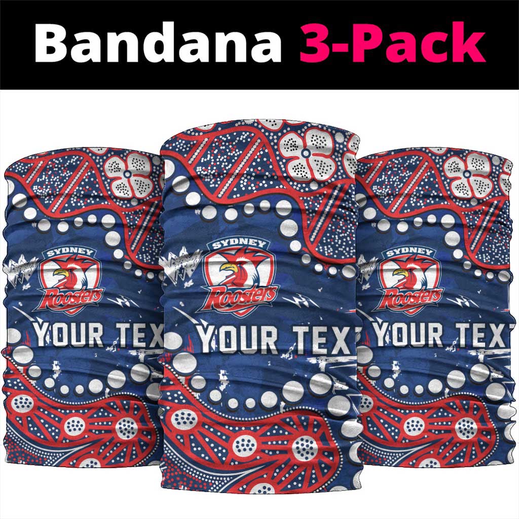Personalized Sydney Roosters Neck Gaiter Aboriginal Pattern with Graffiti Style Design