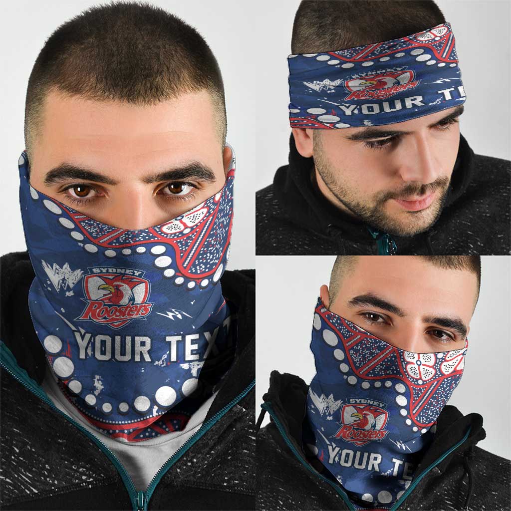 Personalized Sydney Roosters Neck Gaiter Aboriginal Pattern with Graffiti Style Design