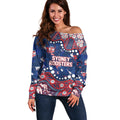 Personalized Sydney Roosters Off Shoulder Sweater Aboriginal Pattern with Graffiti Style Design