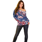 Personalized Sydney Roosters Off Shoulder Sweater Aboriginal Pattern with Graffiti Style Design