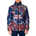 Personalized Sydney Roosters Padded Jacket Aboriginal Pattern with Graffiti Style Design