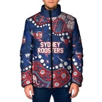 Personalized Sydney Roosters Padded Jacket Aboriginal Pattern with Graffiti Style Design