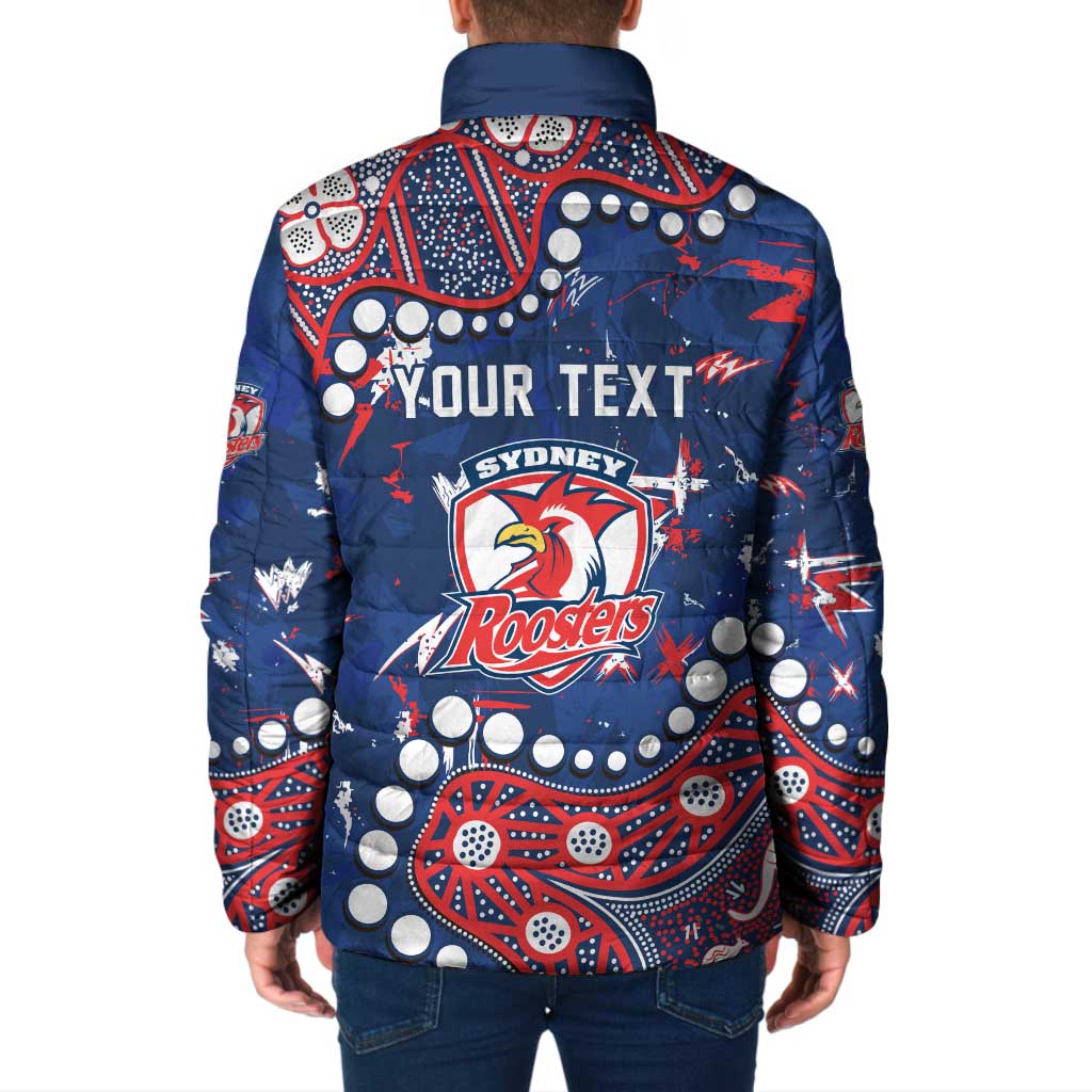 Personalized Sydney Roosters Padded Jacket Aboriginal Pattern with Graffiti Style Design