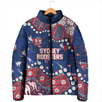 Personalized Sydney Roosters Padded Jacket Aboriginal Pattern with Graffiti Style Design