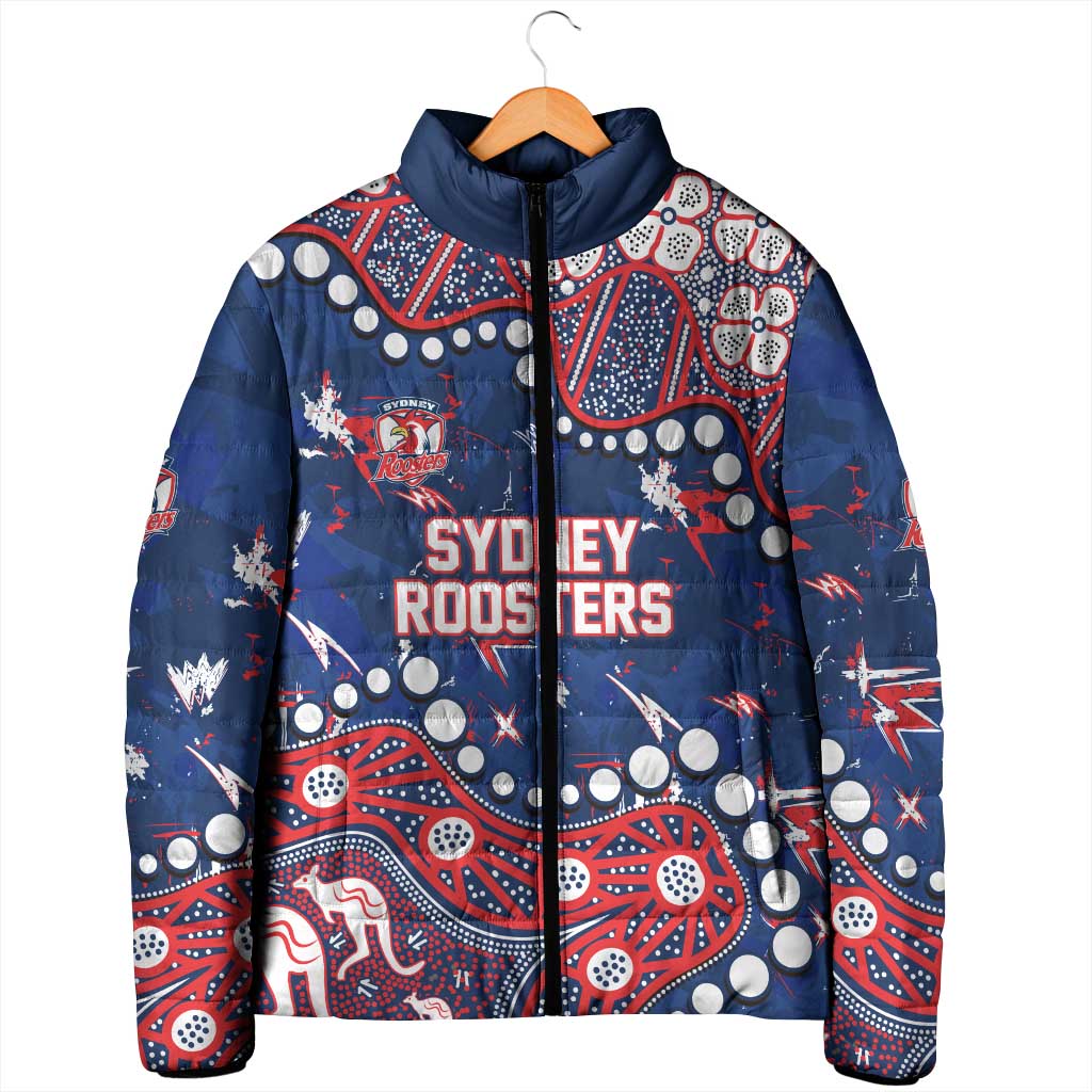 Personalized Sydney Roosters Padded Jacket Aboriginal Pattern with Graffiti Style Design