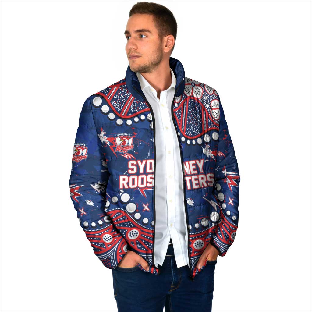 Personalized Sydney Roosters Padded Jacket Aboriginal Pattern with Graffiti Style Design