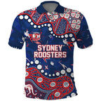Personalized Sydney Roosters Polo Shirt Aboriginal Pattern with Graffiti Style Design