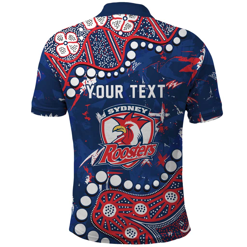 Personalized Sydney Roosters Polo Shirt Aboriginal Pattern with Graffiti Style Design
