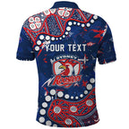 Personalized Sydney Roosters Polo Shirt Aboriginal Pattern with Graffiti Style Design