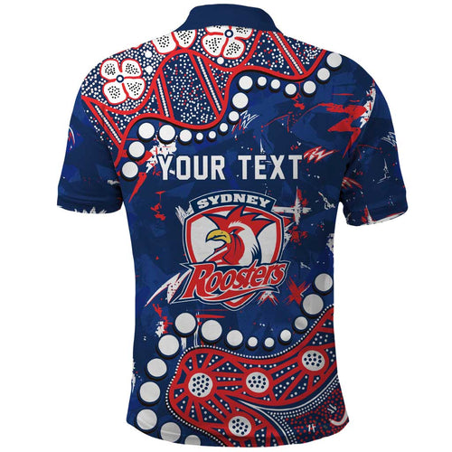 Personalized Sydney Roosters Polo Shirt Aboriginal Pattern with Graffiti Style Design