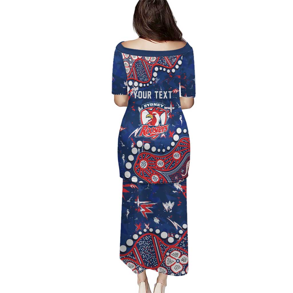 Personalized Sydney Roosters Puletasi Aboriginal Pattern with Graffiti Style Design