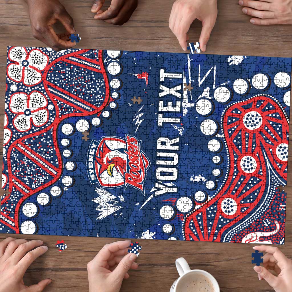 Personalized Sydney Roosters Puzzle Aboriginal Pattern with Graffiti Style Design