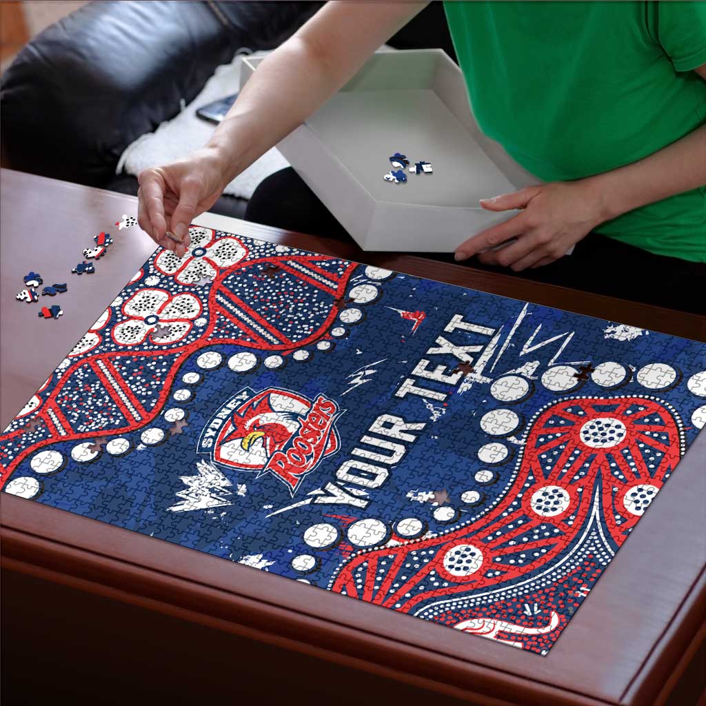 Personalized Sydney Roosters Puzzle Aboriginal Pattern with Graffiti Style Design