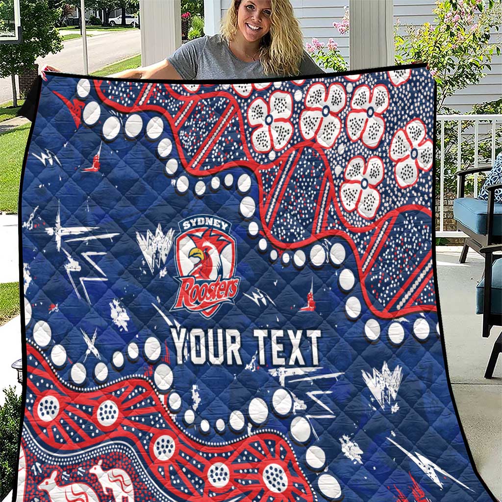 Personalized Sydney Roosters Quilt Aboriginal Pattern with Graffiti Style Design
