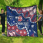 Personalized Sydney Roosters Quilt Aboriginal Pattern with Graffiti Style Design
