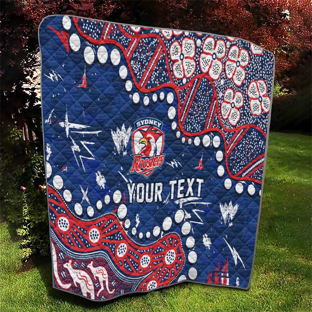 Personalized Sydney Roosters Quilt Aboriginal Pattern with Graffiti Style Design