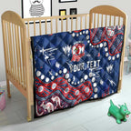 Personalized Sydney Roosters Quilt Aboriginal Pattern with Graffiti Style Design