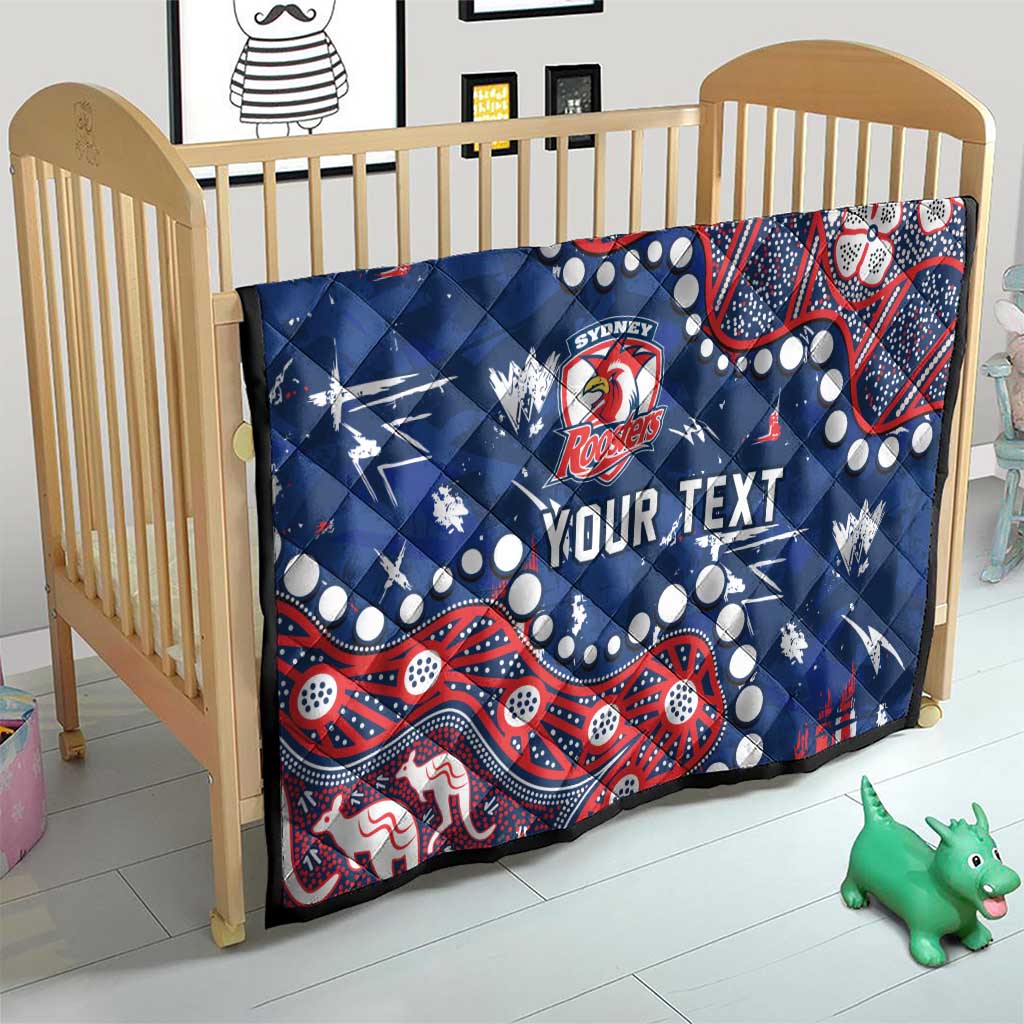 Personalized Sydney Roosters Quilt Aboriginal Pattern with Graffiti Style Design