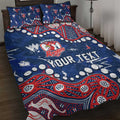 Personalized Sydney Roosters Quilt Bed Set Aboriginal Pattern with Graffiti Style Design