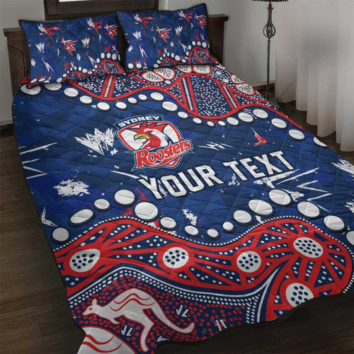 Personalized Sydney Roosters Quilt Bed Set Aboriginal Pattern with Graffiti Style Design