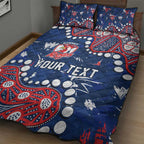Personalized Sydney Roosters Quilt Bed Set Aboriginal Pattern with Graffiti Style Design