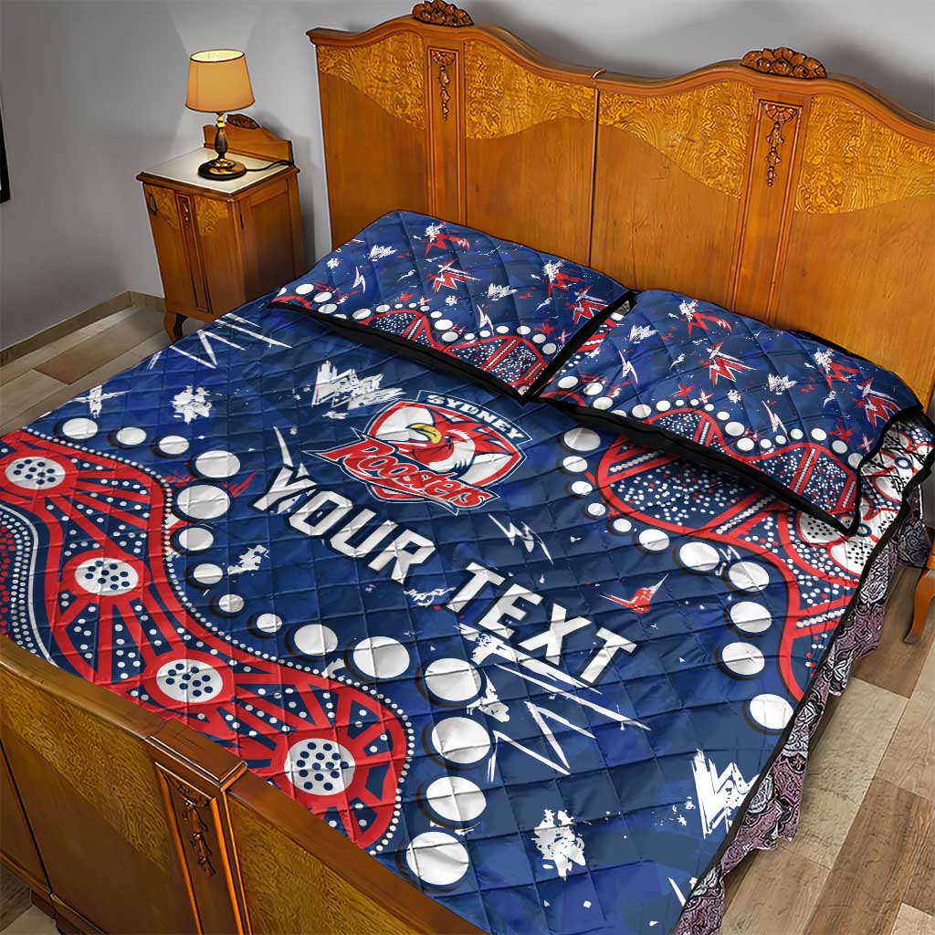 Personalized Sydney Roosters Quilt Bed Set Aboriginal Pattern with Graffiti Style Design