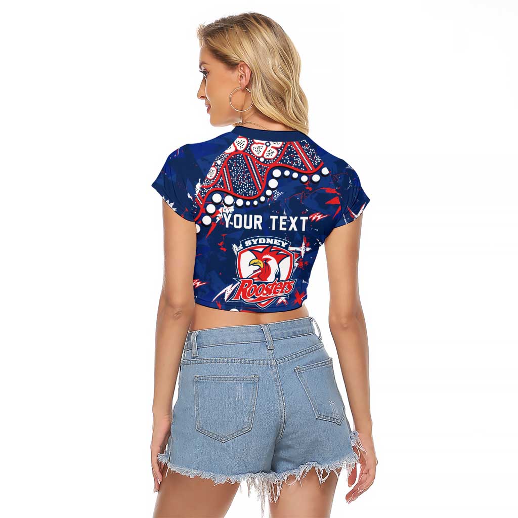 Personalized Sydney Roosters Raglan Cropped T Shirt Aboriginal Pattern with Graffiti Style Design