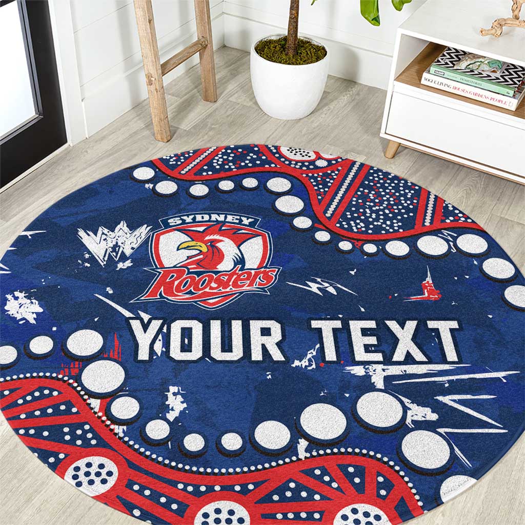 Personalized Sydney Roosters Round Carpet Aboriginal Pattern with Graffiti Style Design