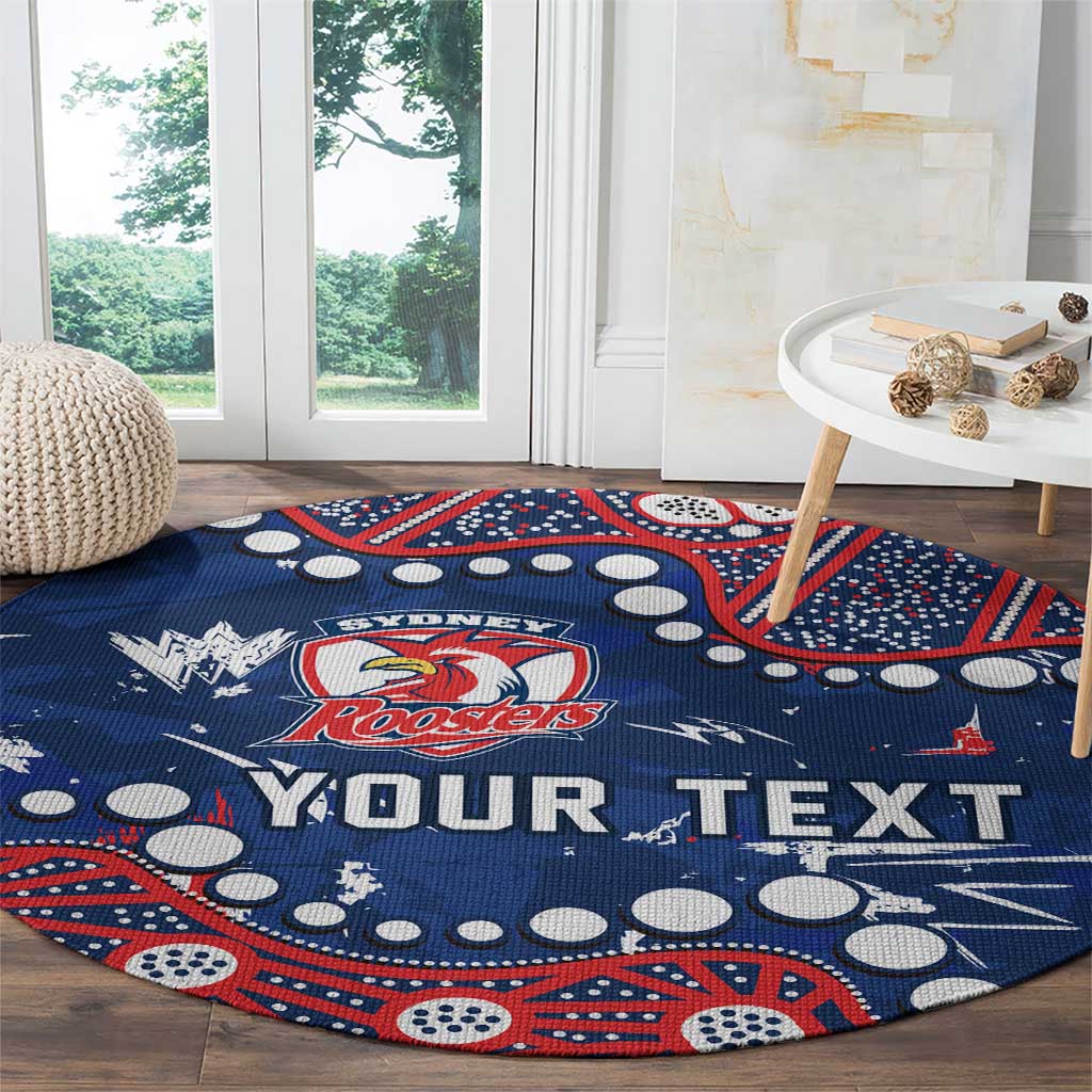 Personalized Sydney Roosters Round Carpet Aboriginal Pattern with Graffiti Style Design