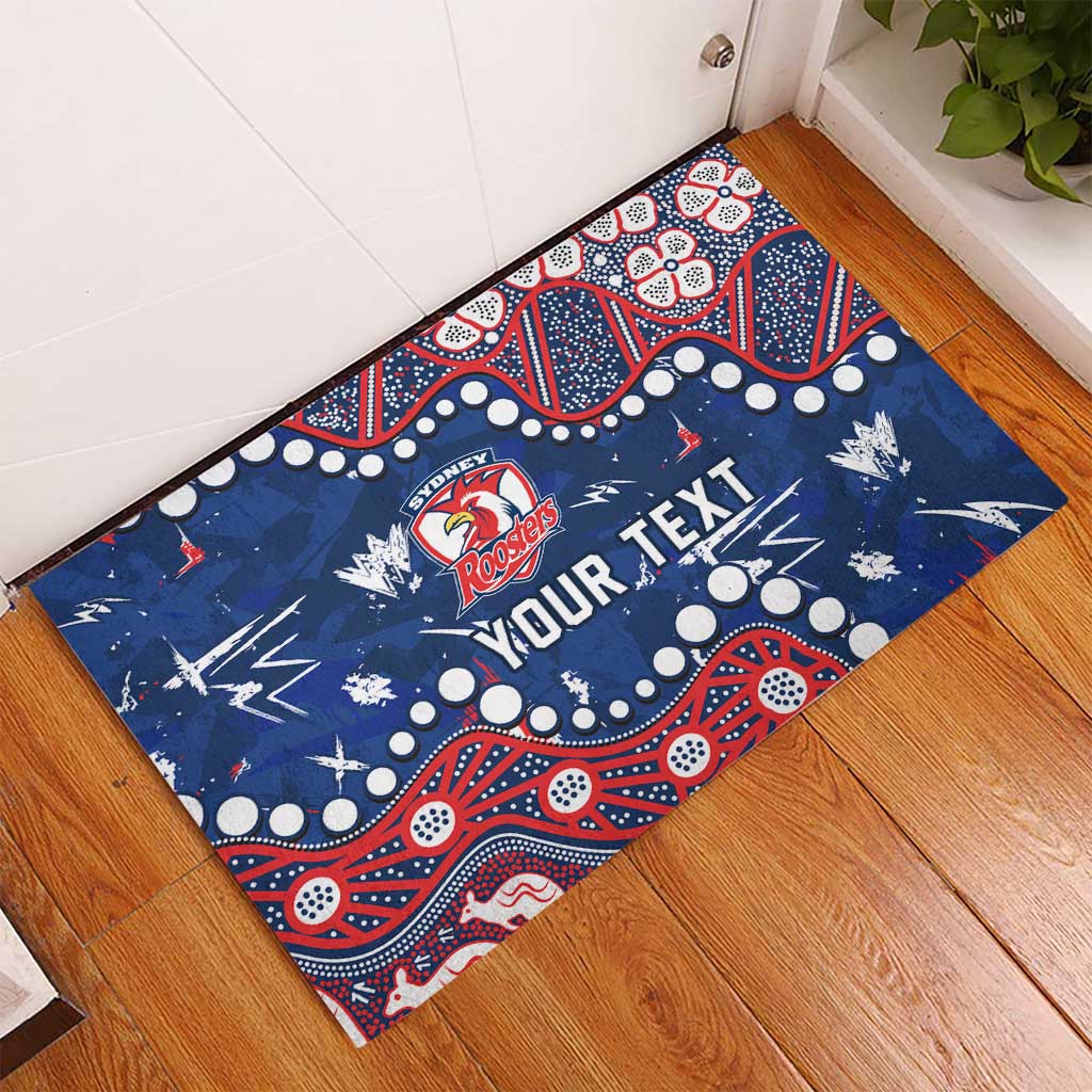 Personalized Sydney Roosters Rubber Doormat Aboriginal Pattern with Graffiti Style Design