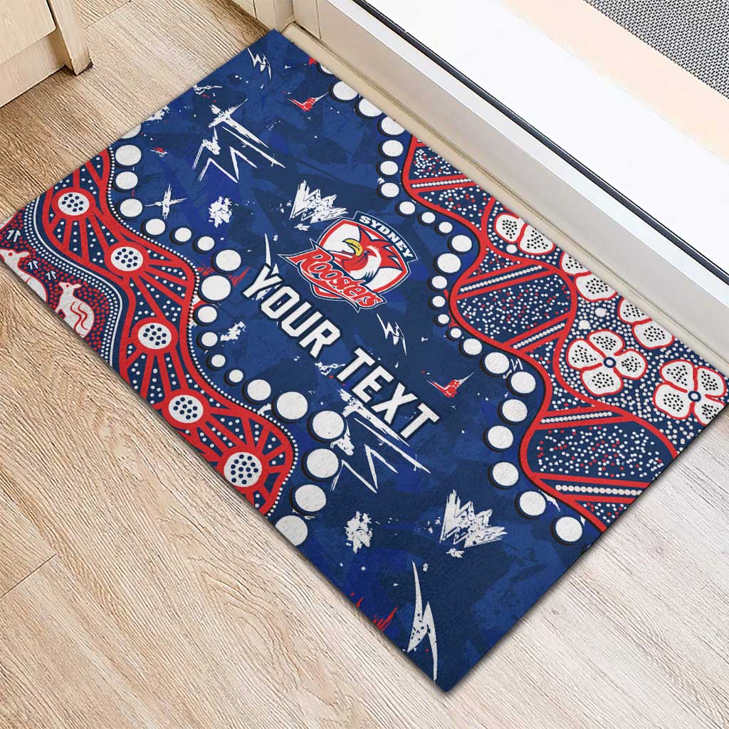 Personalized Sydney Roosters Rubber Doormat Aboriginal Pattern with Graffiti Style Design