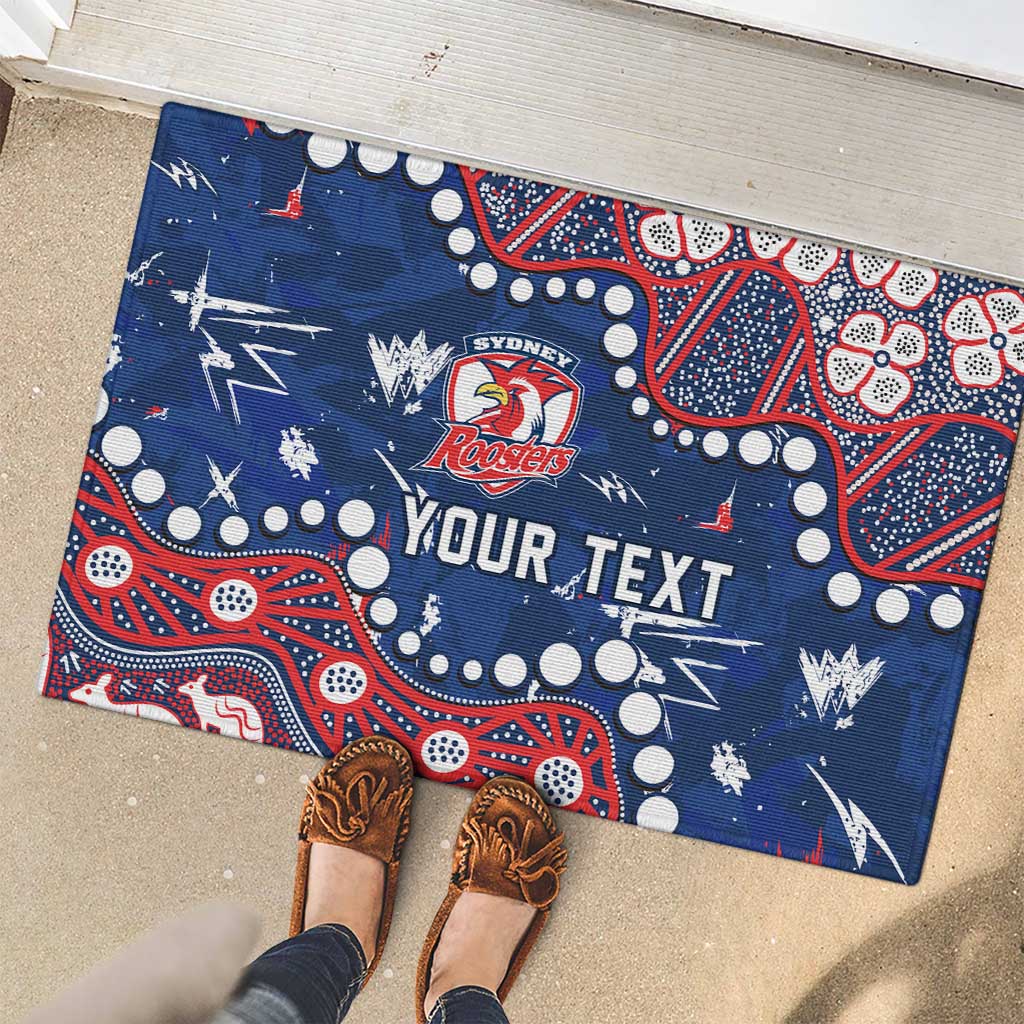 Personalized Sydney Roosters Rubber Doormat Aboriginal Pattern with Graffiti Style Design