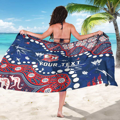 Personalized Sydney Roosters Sarong Aboriginal Pattern with Graffiti Style Design