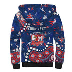 Personalized Sydney Roosters Sherpa Hoodie Aboriginal Pattern with Graffiti Style Design