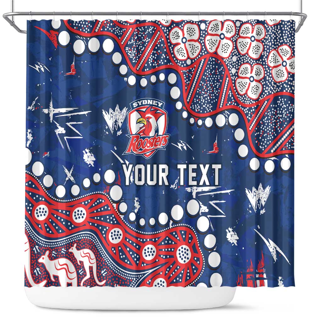 Personalized Sydney Roosters Shower Curtain Aboriginal Pattern with Graffiti Style Design