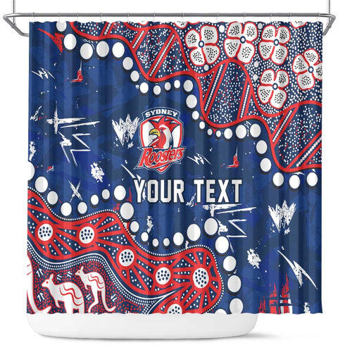 Personalized Sydney Roosters Shower Curtain Aboriginal Pattern with Graffiti Style Design