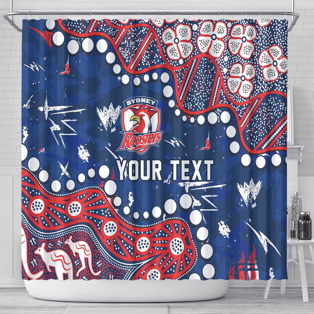 Personalized Sydney Roosters Shower Curtain Aboriginal Pattern with Graffiti Style Design