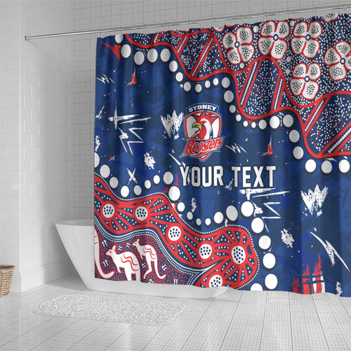 Personalized Sydney Roosters Shower Curtain Aboriginal Pattern with Graffiti Style Design