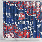 Personalized Sydney Roosters Shower Curtain Aboriginal Pattern with Graffiti Style Design