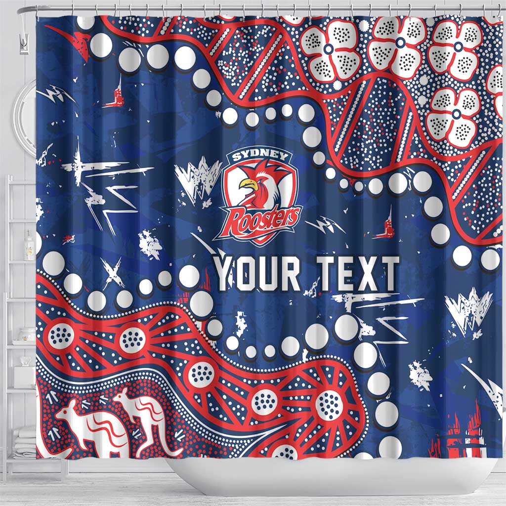 Personalized Sydney Roosters Shower Curtain Aboriginal Pattern with Graffiti Style Design