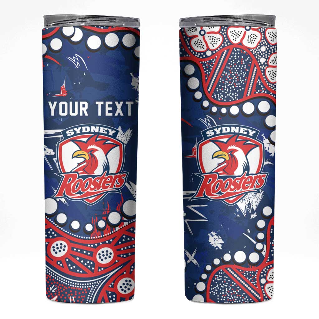 Personalized Sydney Roosters Skinny Tumbler Aboriginal Pattern with Graffiti Style Design