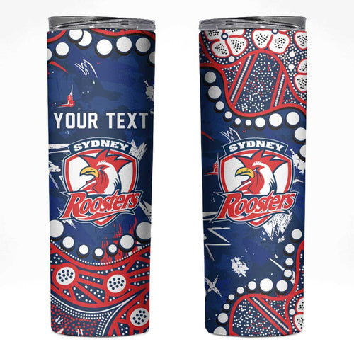 Personalized Sydney Roosters Skinny Tumbler Aboriginal Pattern with Graffiti Style Design