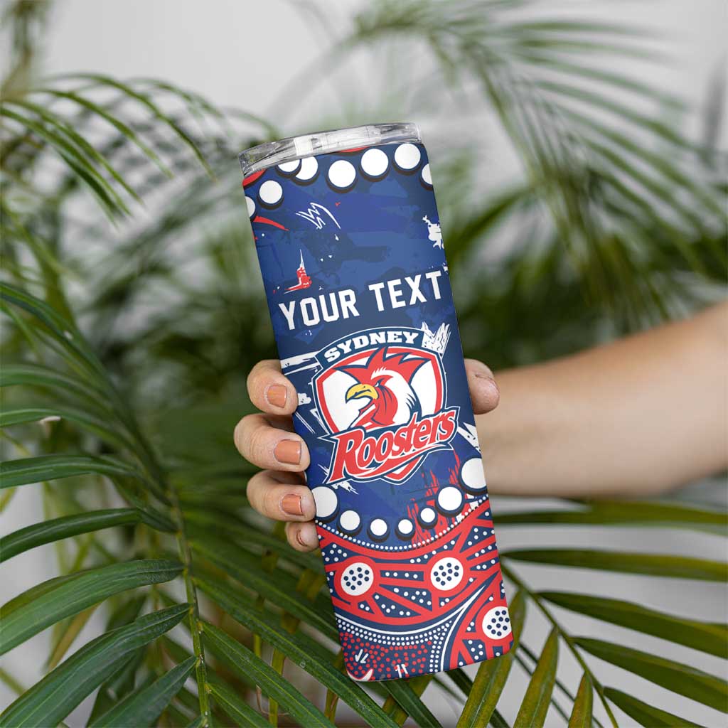 Personalized Sydney Roosters Skinny Tumbler Aboriginal Pattern with Graffiti Style Design