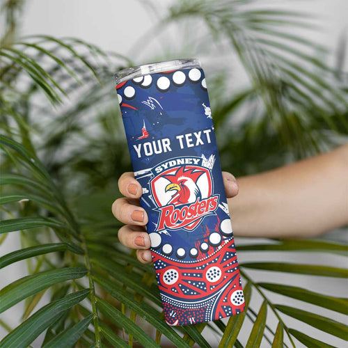 Personalized Sydney Roosters Skinny Tumbler Aboriginal Pattern with Graffiti Style Design