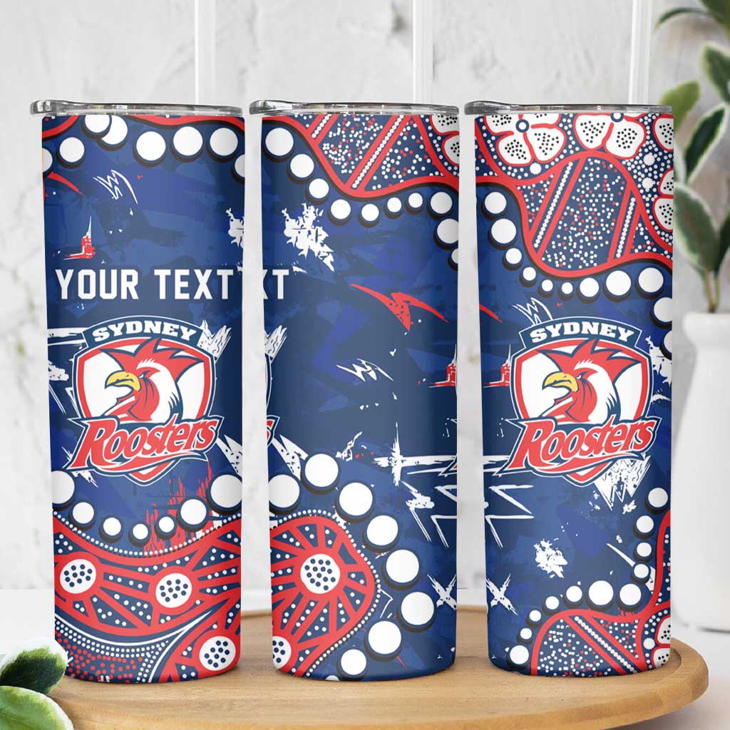 Personalized Sydney Roosters Skinny Tumbler Aboriginal Pattern with Graffiti Style Design